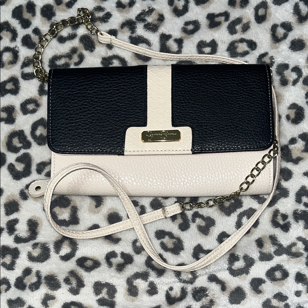 Jessica Simpson Black and Cream Clutch